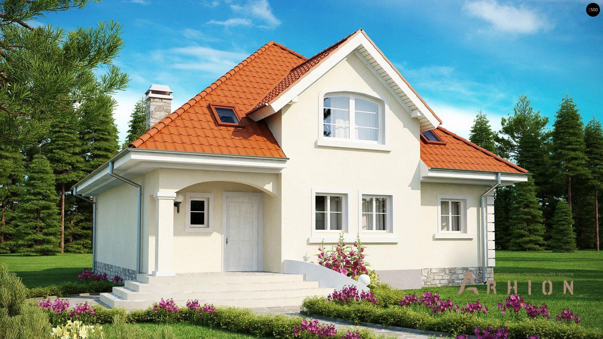 13. Проект одноэтажного дома в европейском стиле с четырехскатной, Z18 dk, площадью - 187 кв c мансардой, балконом